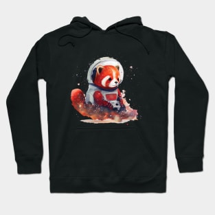 Space Red Panda Astronauts spacecraft Watercolor Hoodie